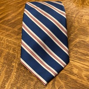 Jos A Bank Blue White Red Candy Striped Silk Necktie